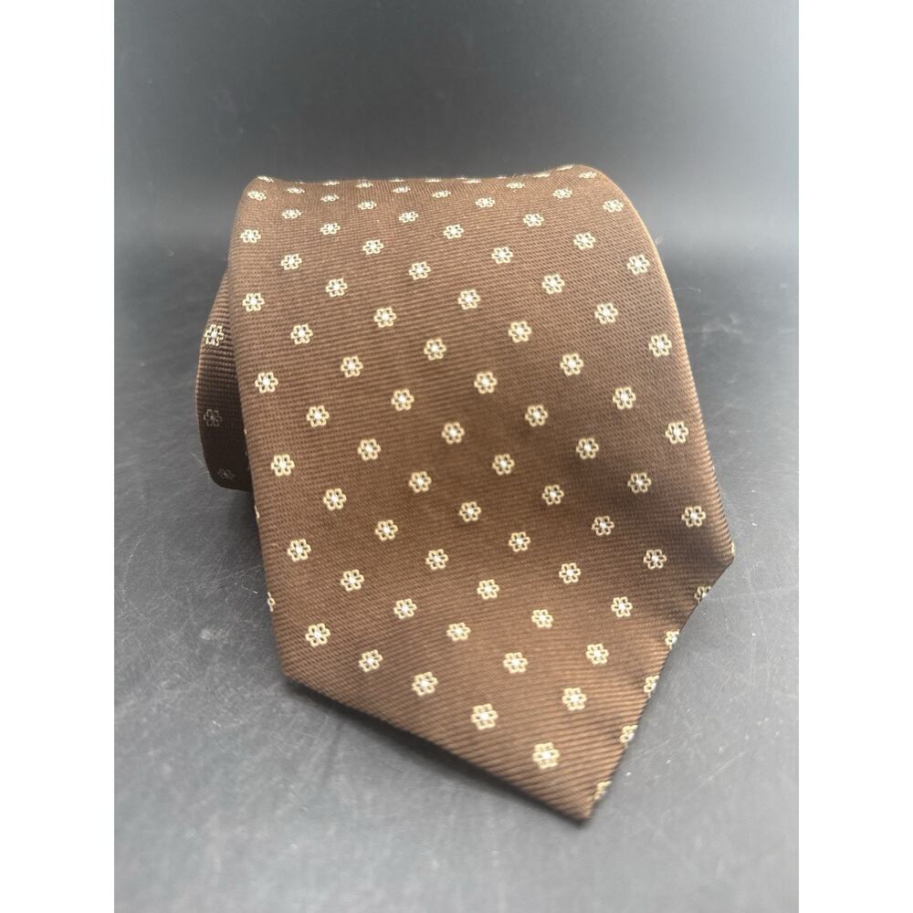 Brooks Brothers Makers Brown Silk Tie Floral Medallion Mens Designer Necktie